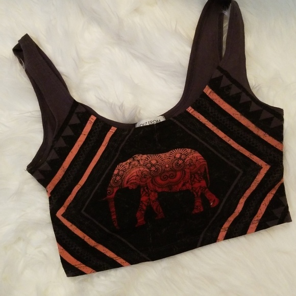 Out From Under Tops - Vibrant Elephant Crop Top